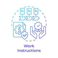 trabajo instrucciones azul degradado concepto icono. organizativo eficiencia, documento control. redondo forma línea ilustración. resumen idea. gráfico diseño. fácil a utilizar en infografía, presentación vector