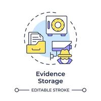 Evidence storage multi color concept icon. Forensic integrity. Surveillance footage, media. Round shape line illustration. Abstract idea. Graphic design. Easy to use in infographic, presentation vector