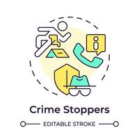 Crime stoppers multi color concept icon. Public safety organization. Incident prevention. Round shape line illustration. Abstract idea. Graphic design. Easy to use in infographic, presentation vector