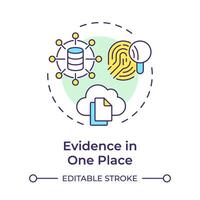 Evidence in one place multi color concept icon. Cloud storage, data transfer. Document sharing. Round shape line illustration. Abstract idea. Graphic design. Easy to use in infographic, presentation vector