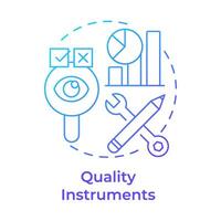 Quality instruments blue gradient concept icon. Performance metrics, project management. Round shape line illustration. Abstract idea. Graphic design. Easy to use in infographic, presentation vector