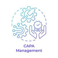 CAPA management blue gradient concept icon. Processes organization, quality improvement. Round shape line illustration. Abstract idea. Graphic design. Easy to use in infographic, presentation vector