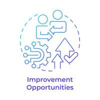 Improvement opportunities blue gradient concept icon. Quality management. Processes organization. Round shape line illustration. Abstract idea. Graphic design. Easy to use in infographic, presentation vector