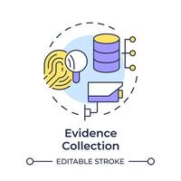 Evidence collection multi color concept icon. Forensic analysis. Electronic data analysis. Round shape line illustration. Abstract idea. Graphic design. Easy to use in infographic, presentation vector