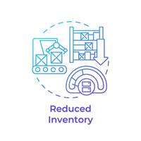 Reduced inventory blue gradient concept icon. Supply chain management. Production processes optimization. Round shape line illustration. Abstract idea. Graphic design. Easy to use in infographic vector