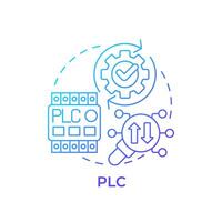 PLC blue gradient concept icon. Programmable logic controller. Manufacturing control system. Round shape line illustration. Abstract idea. Graphic design. Easy to use in infographic, article vector