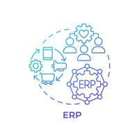ERP blue gradient concept icon. Enterprise resource planning. Smart factory technology. Round shape line illustration. Abstract idea. Graphic design. Easy to use in infographic, article vector