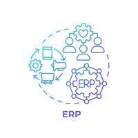 erp azul degradado concepto icono. empresa recurso planificación. inteligente fábrica tecnología. redondo forma línea ilustración. resumen idea. gráfico diseño. fácil a utilizar en infografía, artículo vector