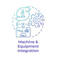 máquina y equipo integración azul degradado concepto icono. maquinaria control, inteligente fabricación. redondo forma línea ilustración. resumen idea. gráfico diseño. fácil a utilizar en infografía, artículo vector