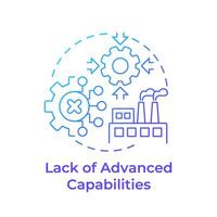 Lack of advanced capabilities blue gradient concept icon. Production processes optimization. Round shape line illustration. Abstract idea. Graphic design. Easy to use in infographic, article vector