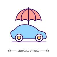 Auto insurance RGB color icon. Transport and driver protection. Auto coverage and protection. Accident coverage. Isolated illustration. Simple filled line drawing. Editable stroke vector