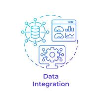 Data integration blue gradient concept icon. Performance analysis, productivity enhance. Round shape line illustration. Abstract idea. Graphic design. Easy to use in infographic, article vector