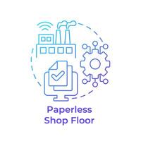 Paperless shop floor blue gradient concept icon. Digital documentation, productivity enhance. Round shape line illustration. Abstract idea. Graphic design. Easy to use in infographic, article vector