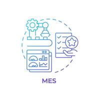 MES blue gradient concept icon. Manufacturing processes organization. Production scheduling, factory automation. Round shape line illustration. Abstract idea. Graphic design. Easy to use vector