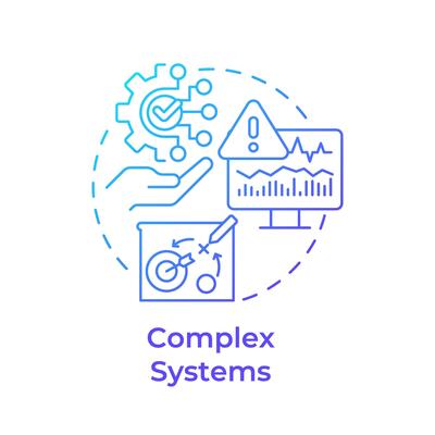 Complex systems blue gradient concept icon. Capacity planning, modern industry. Data management. Round shape line illustration. Abstract idea. Graphic design. Easy to use in infographic, article