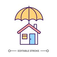 Home coverage RGB color icon. Property protection. Real estate safety. House loss prevention. Property coverage. Isolated illustration. Simple filled line drawing. Editable stroke vector