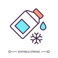 Coolant RGB color icon. Bottle and snowflake. Car winterization. Winter car maintenance. Antifreeze bottle. Isolated illustration. Simple filled line drawing. Editable stroke vector