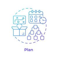 Plan blue gradient concept icon. Product development strategy. Company organization, business management. Round shape line illustration. Abstract idea. Graphic design. Easy to use in infographic vector