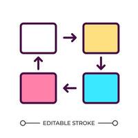 pdca rgb color icono. diagrama de flujo icono. plan hacer cheque Actuar metodología. iterativo negocio proceso. proyecto gestión. aislado ilustración. sencillo lleno línea dibujo. editable carrera vector