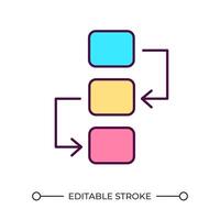 Flowchart RGB color icon. Work process. Step by step organization. Project management tool. Process diagram. Isolated illustration. Simple filled line drawing. Editable stroke vector