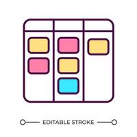 Kanban flowchart RGB color icon. Board with notes icon. Workflow management. Work in progress. Schedule system. Isolated illustration. Simple filled line drawing. Editable stroke vector