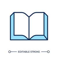 Open book RGB color icon. Educational resource. Reading and learning material. Academic book. Literature symbol. Isolated illustration. Simple filled line drawing. Editable stroke vector