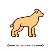 Dog RGB color icon. Cute domestic animal. Purebreed dog. Faithful companion dog. Veterinary service symbol. Isolated illustration. Simple filled line drawing. Editable stroke vector