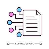 Digital file RGB color icon. Electronic document. File encryption. Paperless office. Digital data. Information sharing. Isolated illustration. Simple filled line drawing. Editable stroke vector