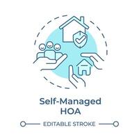 Self-managed HOA soft blue concept icon. Property management, administrative services. Round shape line illustration. Abstract idea. Graphic design. Easy to use in infographic, presentation vector