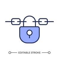 Chain with lock RGB color icon. Asset protection. Property security. Secure lock. Personal security. Protection. Isolated illustration. Simple filled line drawing. Editable stroke vector