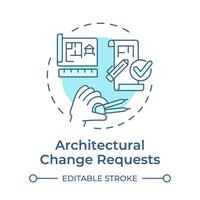 Architectural change requests soft blue concept icon. Architecture blueprint house. Round shape line illustration. Abstract idea. Graphic design. Easy to use in infographic, presentation vector