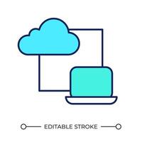 Cloud storage RGB color icon. Secure storage. Access to online memory storage. Internet technology integration. Isolated illustration. Simple filled line drawing. Editable stroke vector