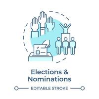 Elections and nominations soft blue concept icon. Voting ballot box. Administrative services. Round shape line illustration. Abstract idea. Graphic design. Easy to use in infographic, presentation vector