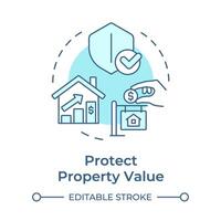 Protect property value soft blue concept icon. Housing association, real estate. Round shape line illustration. Abstract idea. Graphic design. Easy to use in infographic, presentation vector