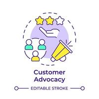 Customer advocacy multi color concept icon. Client satisfaction, user experience. Round shape line illustration. Abstract idea. Graphic design. Easy to use in infographic, presentation vector