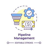 Pipeline management multi color concept icon. Business intelligence, workflow streamline. Round shape line illustration. Abstract idea. Graphic design. Easy to use in infographic, presentation vector