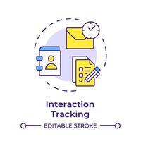 Interaction tracking multi color concept icon. User activity, email management. Round shape line illustration. Abstract idea. Graphic design. Easy to use in infographic, presentation vector