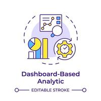 Dashboard based analytic multi color concept icon. Data preparation, chart creation. Round shape line illustration. Abstract idea. Graphic design. Easy to use in infographic, presentation vector