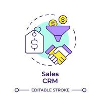 Sales CRM multi color concept icon. Lead generation, contact management. Business performance. Round shape line illustration. Abstract idea. Graphic design. Easy to use in infographic, presentation vector