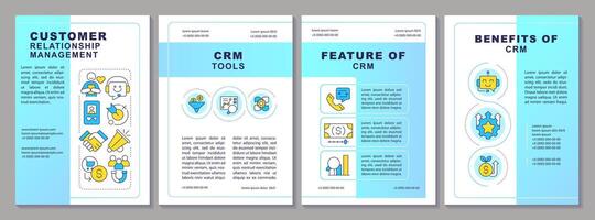 Customer relationship management brochure template. Leaflet design with linear icons. Editable 4 layouts for presentation, annual reports vector