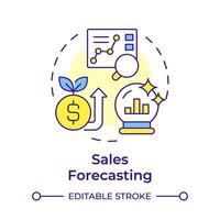 Sales forecasting multi color concept icon. Business statistics, future revenue. Data analysis. Round shape line illustration. Abstract idea. Graphic design. Easy to use in infographic, presentation vector