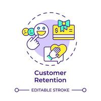 Customer retention multi color concept icon. Client service, sales strategies. Round shape line illustration. Abstract idea. Graphic design. Easy to use in infographic, presentation vector