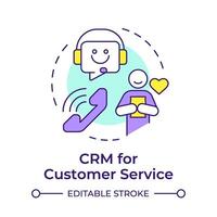 CRM for customer service multi color concept icon. Consumer satisfaction, client experience. Round shape line illustration. Abstract idea. Graphic design. Easy to use in infographic, presentation vector