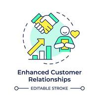 Enhanced customer relationships multi color concept icon. Communication processes, sales management. Round shape line illustration. Abstract idea. Graphic design. Easy to use in infographic vector