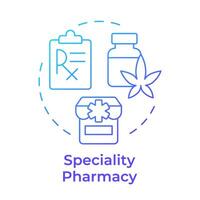 Speciality pharmacy blue gradient concept icon. Medication administration, longterm care. Round shape line illustration. Abstract idea. Graphic design. Easy to use in infographic, article vector