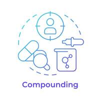 Compounding blue gradient concept icon. Pharmaceutical preparation, making medicine. Round shape line illustration. Abstract idea. Graphic design. Easy to use in infographic, article vector