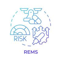 REMS blue gradient concept icon. Medication management. Personalized medicine, pharmaceutical services. Round shape line illustration. Abstract idea. Graphic design. Easy to use in infographic vector