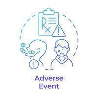 Adverse event blue gradient concept icon. Healthcare complications. Pharmaceutical services. Round shape line illustration. Abstract idea. Graphic design. Easy to use in infographic, article vector