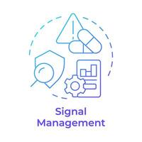 Signal management blue gradient concept icon. Product quality, pharmacovigilance. Risk evaluation. Round shape line illustration. Abstract idea. Graphic design. Easy to use in infographic, article vector