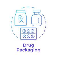 Drup packaging blue gradient concept icon. Pharmaceutical industry. Medication containers. Round shape line illustration. Abstract idea. Graphic design. Easy to use in infographic, article vector